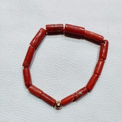 Italian Red Coral Bracelet Natural Coral Handmade Gemstone Stretchable Bracelet