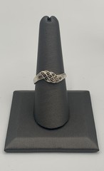 Vintage Sterling Silver 925 Marcasite Scroll Bypass Ring Sz 8.5 Thailand