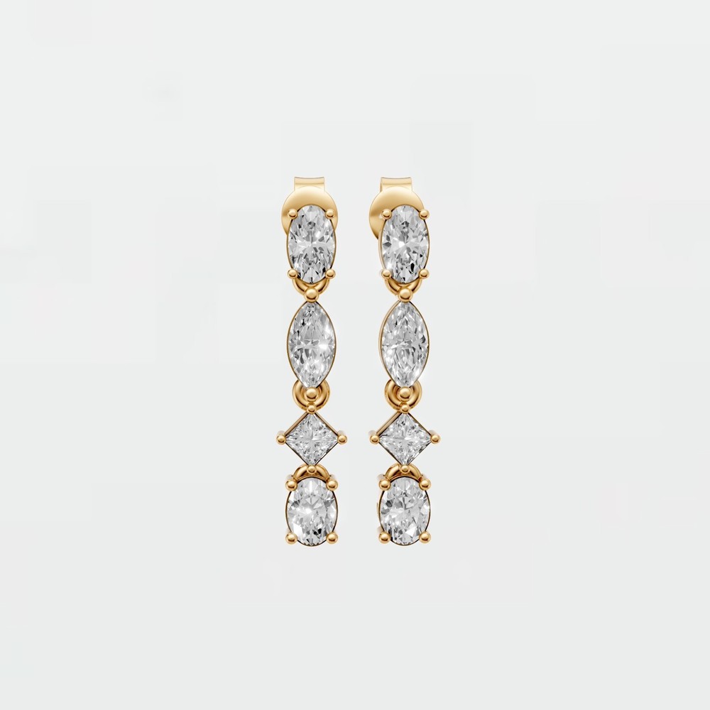 1.31 CTW Multi Shape Lab Grown Diamond Dangle Drop Earrings
