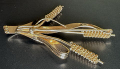VTG Napier Cattail Brooch Mid Century Modern Botanical Gold Tone Typha Pin