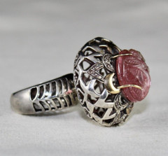 Certified Antique Pink Tourmaline 1.75 Ct Natural Diamond Sterling Silver Ring