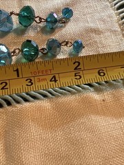 Vtg Beaded Dangle Drop Earrings Green Blue Teal