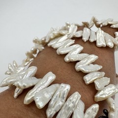 Vtg Pippa Baroque Stick Pearl Necklace Sterling Silver 18 Inch Artisan Statement
