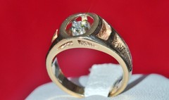 14k yellow gold ring 0.17ct diamond solitaire sz 6.5 vintage handmade 7.6g N2539