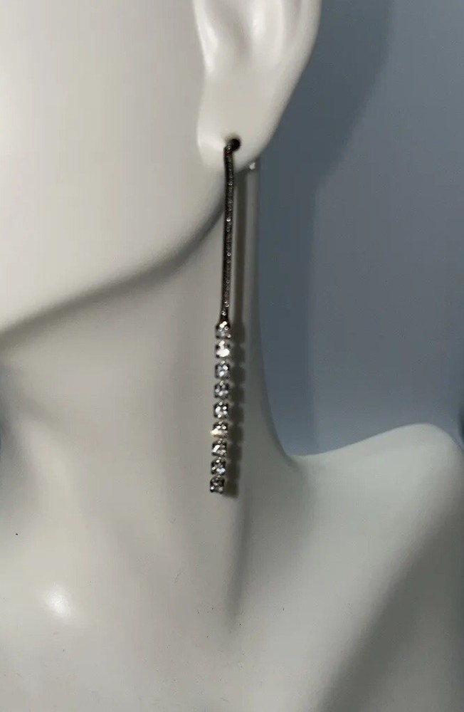 Vintage Rhinestone Dangle Pierced Post Earrings