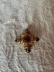 Vintage Maltese Cross Red Center Stone And Blackstones Benedikt NY Maltese Cros