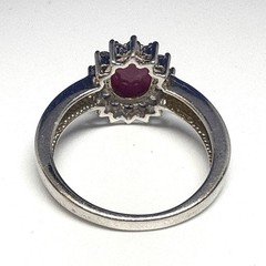 Y19 Vintage 925 Silver Ring 2Ct Purple Ruby Size 9.5-10 & 14x 2.5 mm White Topaz