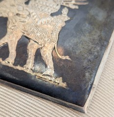 1930s Siam Sterling Elephant Brooch Niello 1 5/8″ Vintage C-Clasp Silver 14.5 gr