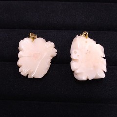 Light Pink Flower Two Stone Pendants Gold Tone
