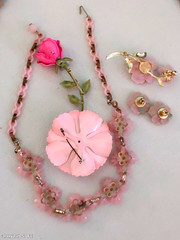 Vintage High End Flower Brooch Earring Jewelry Lot wSets Hollycraft Weiss Emmons