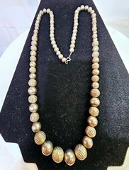 Vtg Silvertone Graduated Ball Beaded Chain Necklace 29in”- S29
