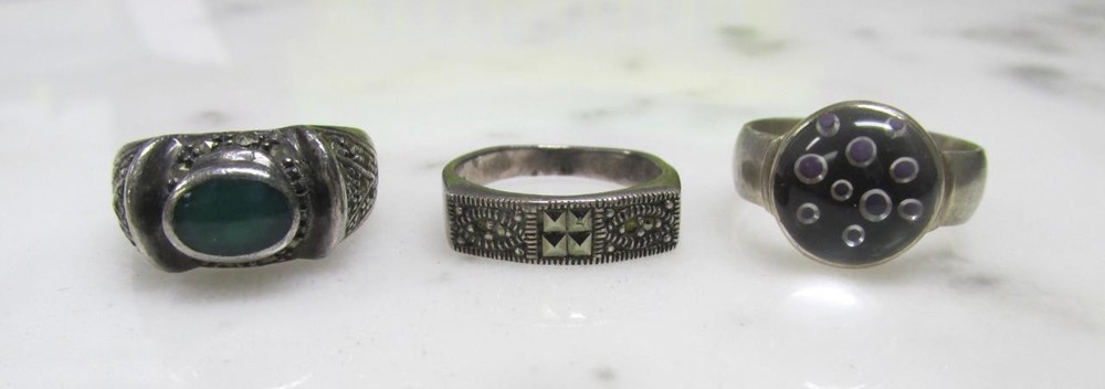 Misc. Lot of 3 Women’s Sterling Silver Rings w/ Stones ~ 14g ~ 5-F458