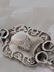 Vintage SE Thailand 925 Sterling Silver Repousse Link Bracelet 8″ L