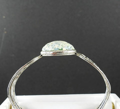Vintage PAZ Israel 925 Sterling Silver Cuff Bracelet Roman Glass Scroll Jewelry
