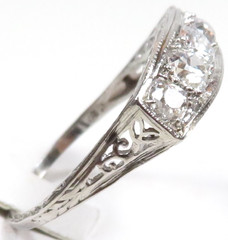 Antique Art Deco Diamond Engagement Ring Platinum Size 7 UK-N1/2 EGL USA 1.05CT