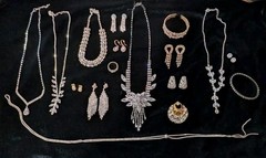 Vintage To Now Silver And Gold Tone Clear Rhinestone Jewelry Lot Of 17 Pieces