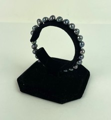 Vintage 90s expandable freshwater cultured pearl Bracelet blue/silver