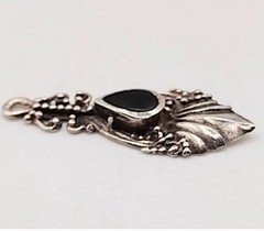 Vintage Sterling Silver Black Onyx Pendant – Gothic Intricate Metalwork