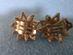2 Pc Set 10 Point Star Vintage Rhinestone Brooch And Matching Clip Earrings