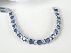 Sterling Silver 925 Simulated Large Sapphire Tennis Bracelet 7.5″