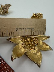 Vintage Brooch Marvella Clip Earrings Set Matching Encrusted Simulated Pearl