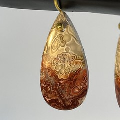Crazy Lace Agate Teardrop Earrings Gold French Wire lightweight Gemstone Boho