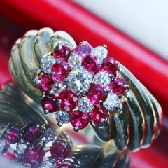 18k yellow gold ring 1.45ct diamond treated ruby sz 6.5 swirl 11.00g N3070M