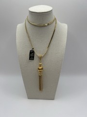 Medici Artistry Collection Gold Tone Tassel Pendant Necklace NWT 24” Vintage