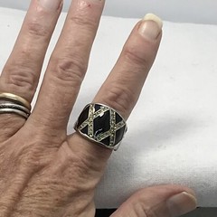 Vintage 18K HGE Plated Enamel & Crystals Unique Bold X Look Ring varied sizes