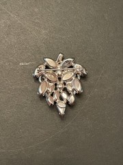 Large WEISS Smoky Gray Clear Crystal Rhinestone Brooch & Clip Earrings SET