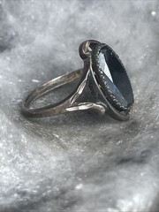 Wheeler Mfg. Vintage Sterling Silver Hematite Ring Size 6.75