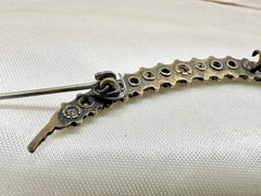 Antique Victorian Brooch Pin Crescent Moon Love Luck Paste Stones C Clasp Read