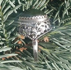 Vintage Soviet Russian Sterling Silver 925 Ring Jade ,Women’s Jewelry Size 7.75
