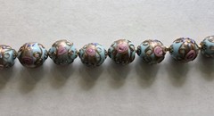 3 pc Set Necklace Earrings Vtg Italy Wedding Cake Beads Glass Blue Gold Pink