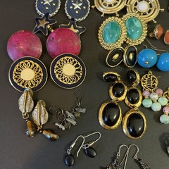 Vintage Costume Jewelry Earrings 80s 90s Y2K Pierced Clip Chunky Retro Lot 56x