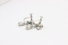 Lind Gal LG Clear Rhinestone Parure Silver Necklace Screwback Earring Set Clasp
