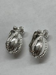 Joan Rivers Silver Tone Egg Drop Bow Post Earrings, Signed M994