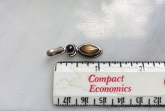 Vintage 925 Sterling Silver Tiger’s Eye & Garnet Necklace Pendant