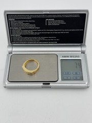 Vintage 14 Karat Yellow Gold Nugget Style Textured Channel Set Diamond Ring