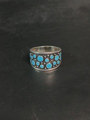Vintage Soviet 875 Silver Turquoise Ring Russian Size 8.5