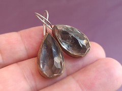 RARE Rock Crystal Silver Earrings, Vintage Very Big Rock Crystal Silver Earrings