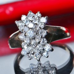 14k yellow gold ring 1.00ct natural diamond cocktail sz 5 vintage handmade 4gr