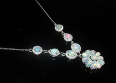 Natural opal cabochon necklace in 925 silver opal jewelry statement necklace
