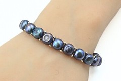 Timeless Rustic Iridescent Peacock Dyed Freshwater Pearl Stretch HSN Bracelet