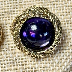Purple Gold Tone Silver Tone Metal Necklace Chain Earrings Set Y2K Renaissance
