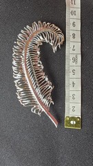 Signed Coro Feather Brooch Silver Toned