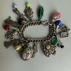 Napier Multi Charms Silver Chain Bracelet 7in. Massive! Charms 1.5in