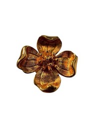 Trifari Dogwood Earrings Flower Pierced Vintage Gold Trifarium Alloy Spring A3