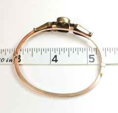 Victorian 3 Leaf Clover Etruscan Bangle Bracelet 20/12K Rose/Green Gold 6.25″