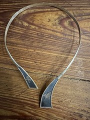 Peruvian Modernist Hummingbird Sterling Silver 950 Clamper Choker Necklace